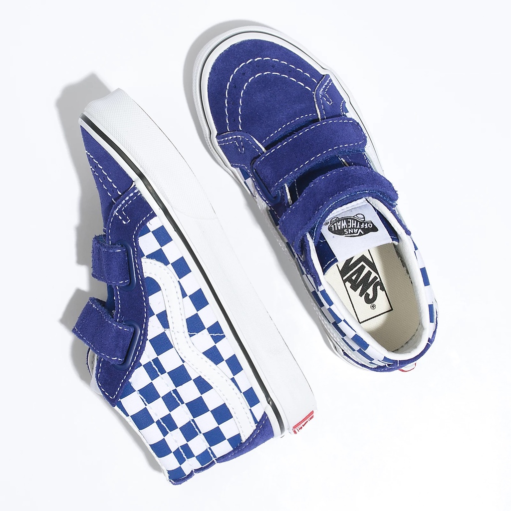 Boys blue shop checkered vans